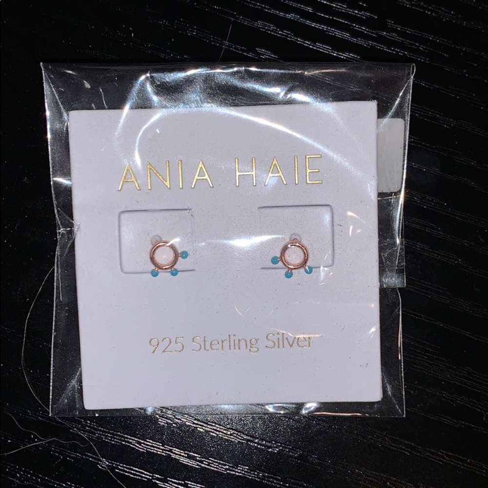 Ania Haie circle earrings (rose gold, turquoise)